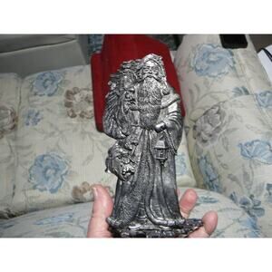 Vintage Metzke 1990's Pewter Santa Candle Holder
